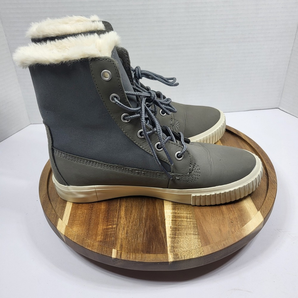 Timberland Women's Skyla Bay A2J7X Grey Faux Fur Fold Down Sneaker Boots Size‎ 6 - Picture 10 of 12